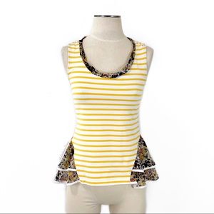 Anthropologie- Postmark Yellow Stripe Mix Top XS